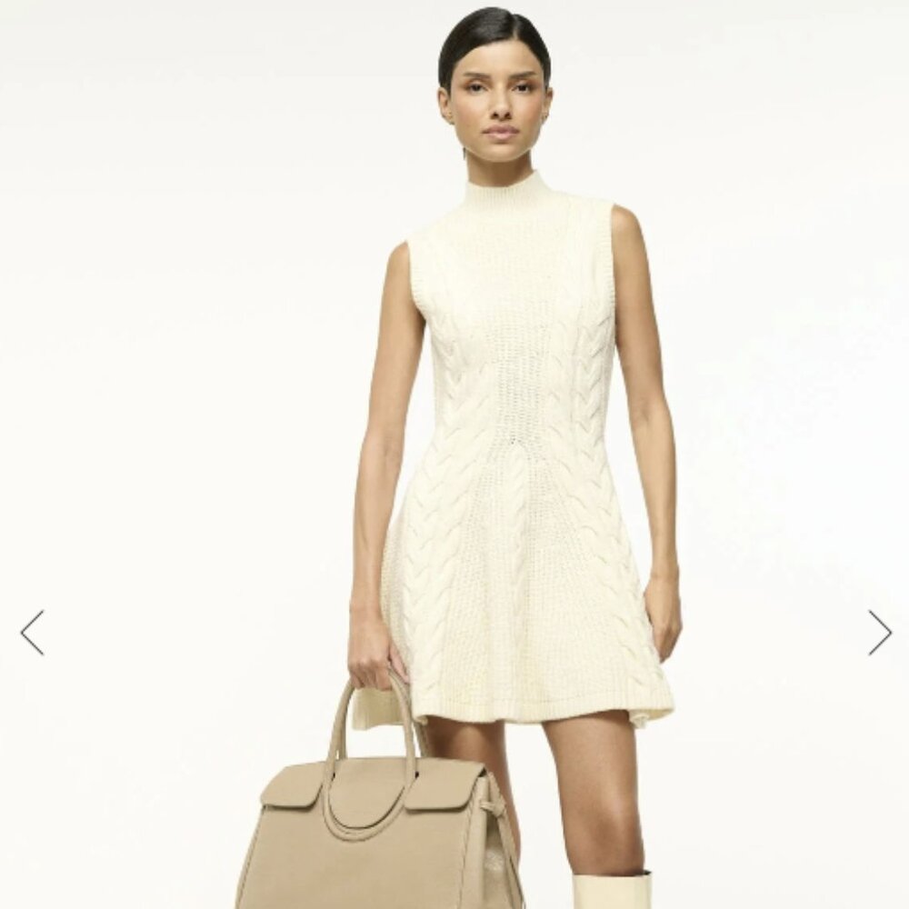 STAUD Charade Sweater Dress in Ivory